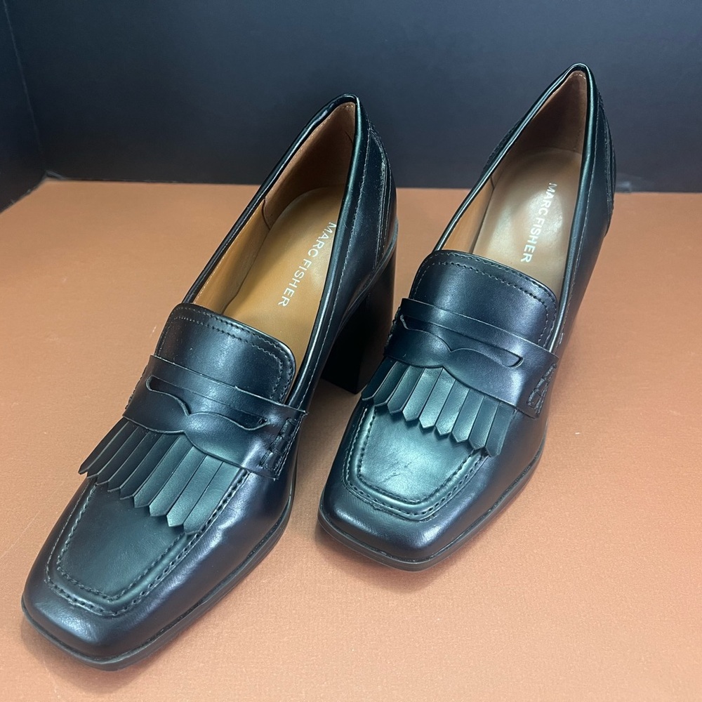 New Marc Fisher Women's Hamish Block Heel Square Toe Dress Loafers Size:7 1/2 - Picture 3 of 15